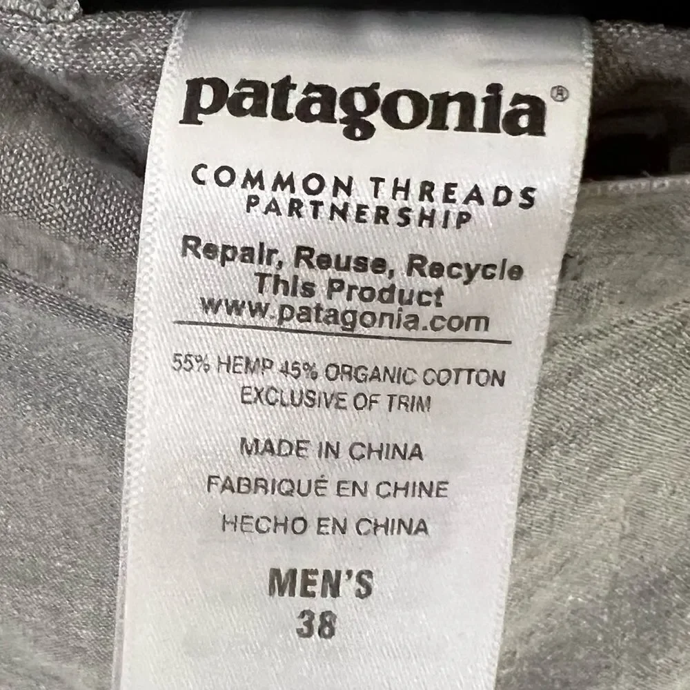 Patagonia Men’s Back Step Hemp & Organic Cotton Size 38